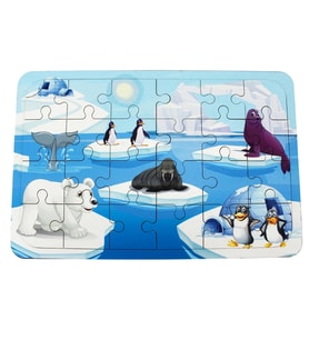 Ahşap Kutup Hayvanları Puzzle - Bebekleri İçin Puzzle - Ahşap Yapboz Oyuncak - Oyuncak Yap-boz - 24