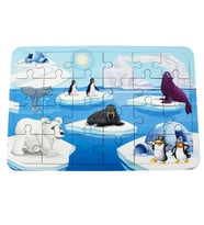 Ahşap Kutup Hayvanları Puzzle - Bebekleri İçin Puzzle - Ahşap Yapboz Oyuncak - Oyuncak Yap-boz - 24