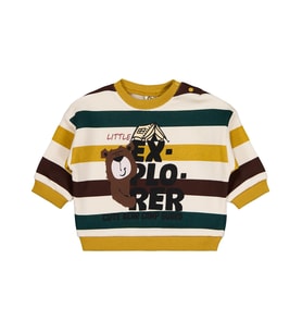 Civil Baby Ayıcık Baskılı Çizgili 6-18 Ay Sweatshirt - Hardal