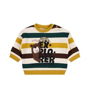 Civil Baby Ayıcık Baskılı Çizgili 6-18 Ay Sweatshirt - Hardal
