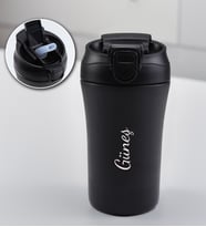 Kişiye Özel Siyah Pipetli Çelik 400ml Termos