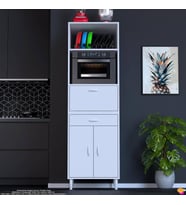 Eliusta Sedef 60 cm Fırın ve Mikrodalga Dolabı Açık 2 Bölmeli Çekmeceli Mutfak Kiler Dolabı 60x195x48 cm