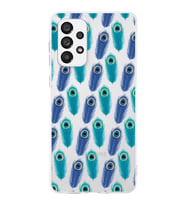 PrintiFy Samsung Galaxy A73 ile Uyumlu 1mm Slim Fit Nazar Boncuğu 4 Baskılı Şeffaf  Kılıf