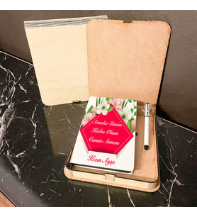 Anneler Günü Hediyesi Ahşap Kutulu Defter Kalem Set 009