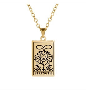 Kişiye Özel 925 Ayar Gümüş Strength Tarot Kolye (Gold)