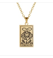 Kişiye Özel 925 Ayar Gümüş Strength Tarot Kolye (Gold)