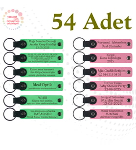 Fıstık Yeşili & Pembe, Kafe Müşterilerine Küçük Teşekkür, 54’lü Set, İsim ve Mesajlı Anahtarlık