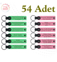 Fıstık Yeşili & Pembe, Kafe Müşterilerine Küçük Teşekkür, 54’lü Set, İsim ve Mesajlı Anahtarlık