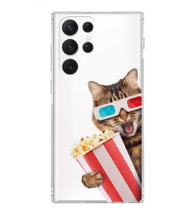 PrintiFy Samsung Galaxy S22 Ultra ile Uyumlu 1mm Slim Fit Kedi 1 050b Baskılı Şeffaf  Kılıf