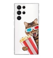 PrintiFy Samsung Galaxy S22 Ultra ile Uyumlu 1mm Slim Fit Kedi 1 050b Baskılı Şeffaf  Kılıf