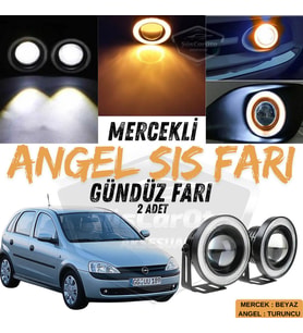 Opel Corsa C 2000-2006 Uyumlu Mercekli Angel Sis Farı Metal 76 mm Turuncu Halkalı Gündüz Farı 2 Adet