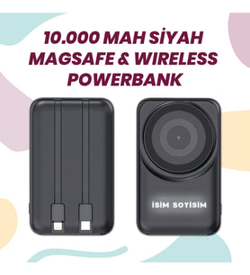 10.000 mAh MagSafe Powerbank 15W Kablosuz Hızlı Şarj Özellikli Standlı Dijital LED Ekranlı Taşınabilir Şarj Cihazı