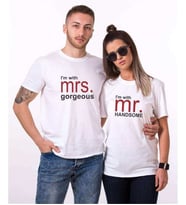 Tshirthane Mr Mrs Handsome Gorgeous Sevgili Kombinleri Tshirt Kombini (Tek Ürün Fiyatıdır.)