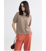 LCW EVERYDAY Kahverengi Polo Yaka Kadın Triko Hırka