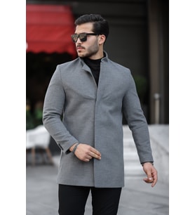 Mero Life Erkek Gri Yeni Sezon Kaşe Kaban