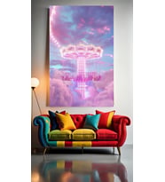 PEMBE SALINCAK V1 Ev Duvar Salon Güzellik Salonu Ofis Dükkan Dekarasyon Kanvas Tablo (Çok Renkli)