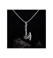 Viking balta kolye Retro İskandinav Rune Howling çelik (Gümüş)