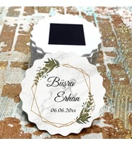 Magnet Hediyelik - Gelin / Damat Zeytin Dalı Mermer Tasarım Nişan, Kına, Düğün, Söz Nikah Hatırası Magnet