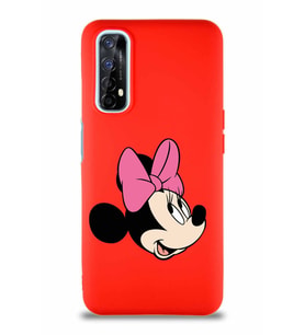 Realme 7 Soft Premier Kapak Minnie Mouse-A Tasarımlı Silikon Kılıf - Kırmızı (Şeffaf)