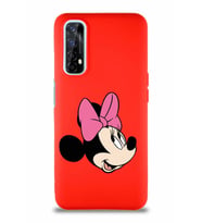 Realme 7 Soft Premier Kapak Minnie Mouse-A Tasarımlı Silikon Kılıf - Kırmızı (Şeffaf)
