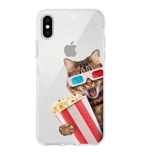 PrintiFy Apple  iPhone X ile Uyumlu 1mm Slim Fit Kedi 1 050b Baskılı Şeffaf  Kılıf