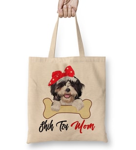 Womens Shih Tzu Mom Dog Owner Mothers Day Gift Bez Çanta Uzun Saplı