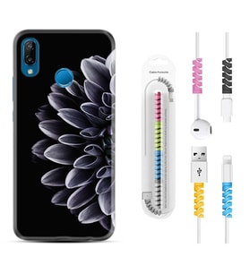 Huawei P20 Lite Mate 10 20 Lite Pro P40 Lite KılıfKablo Koruma Spiral Silikon Çiçekler 1639