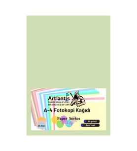 Açık Yeşil Renkli A-4 Fotokopi Kağıdı 25 li 1 Paket Artlantis Fotokopi Renkli A4 Kağıdı