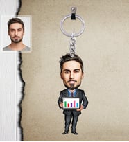 Kişiye Özel Öğretmen Karikatürlü  Ahşap Anahtarlık Bay-9-Eco