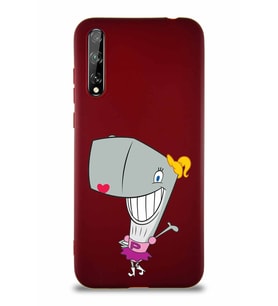 Huawei Y8P Soft Premier Kapak Pearl Yengeç Tasarımlı Silikon Kılıf - Mürdüm (Şeffaf)