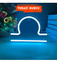 Terazi Burcu Figürlü Neon Led Tabela Tablo Gece Aydınlatma Duvar Dekoru