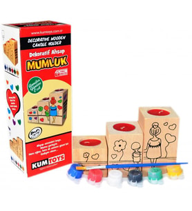 DEKORATİF AHŞAP MUMLUK - EL SANATLARI - KUMTOYS
