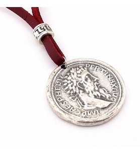 DİONYSOS GREEK SİKKE METAL BORDO DERİ ERKEK KOLYE Q0386
