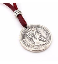 DİONYSOS GREEK SİKKE METAL BORDO DERİ ERKEK KOLYE Q0386