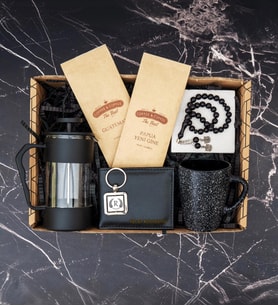 French Press, Cüzdan, Kahve, Kahve Fincanı, Tesbih, Anahtarlık Hediye Kutusu 