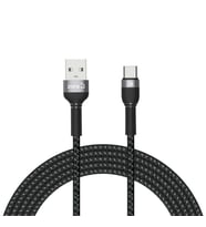 Type-C USB Kablo Hızlı Şarj ve Data Veri Aktarımı (2A Güç, 480Mbps Hız) 3Metre Örgülü, Uzun ve Güçlü (Siyah)