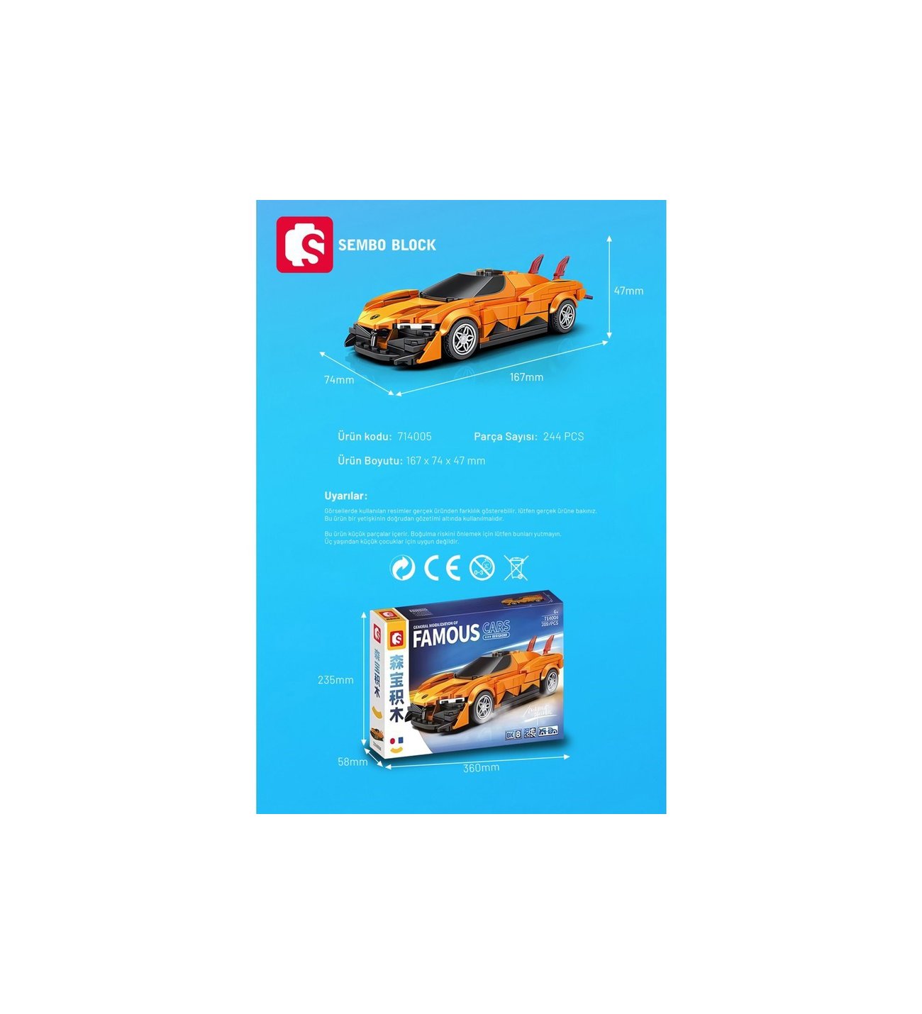 Sembo Block Famous Cars Apollo Evo 289 Parça Yapı Blokları LEGO
