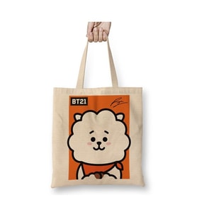 Bt21 Rj Bts Beyaz Bez Çanta Uzun Saplı Alışveriş Çantası Plaj Çantası