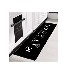 Rovigo Home Dijital Baskı Yıkanabilir Kaymaz Taban Mutfak Halısı RVG2052-SD518 (Siyah)