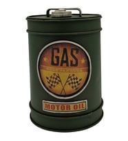 El Yapımı Vintage Yeşil Metal Benzin Varili Dekoratif Kumbara