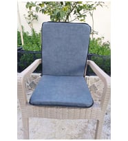 4 Adet Rattan Arkalıklı Sandalye Minderi (Kalınlık 4cm)-Primer K.Gri (Koyu Gri)