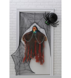 Halloween Cadılar Bayramı İskelet Korkuluk Işıklı Sesli 30 cm Kahverengi. Korku Aksesuarı