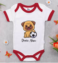 BK Kids Kişiye Özel Futbol Tasarımlı Kırmızı Bebek Body Zıbın-2