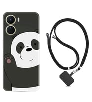 Vivo Y16 Kılıf Silikon Boyun Askılı İpli Desenli Silikon Hello Panda 1709