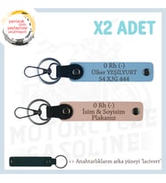 Asfalt Şampiyonlarına Özel, İsim Plaka ve 0- Kan Grubu Yazılı x2' li Anahtarlık, Yavruağzı-Mavi-Laci