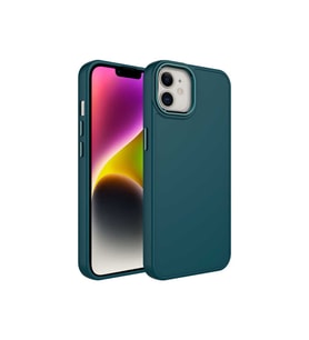 Apple iPhone 12 Uyumlu Kılıf Metal Çerçeve ve Buton Tasarımlı Silikon Zore Luna Kapak (Koyu Yeşil)