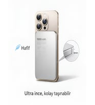QUO PRO AIR 5000mAh Ultra İnce Kablosuz 15W Hızlı Şarj Led Tepe-C Girişli Wireless Powerbank