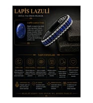 Sertifikalı Lapis Lazuli Hematit Arpa Kesim Kilitli Doğal Taş Deri Erkek Bileklik