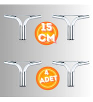 15 CM METAL MAGNOLİA KOLTUK AYAĞI MOBİLYA AYAĞI ÜNİTE AYAĞI KONSOL AYAĞI PUF BERJER AYAĞI (4 ADET) (Krom)