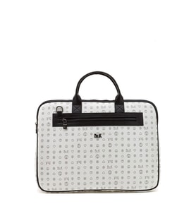 Bilik Deri Monogram Beyaz-Siyah Unisex Laptop & Evrak Çantası RH09 BUSİNESS-MN